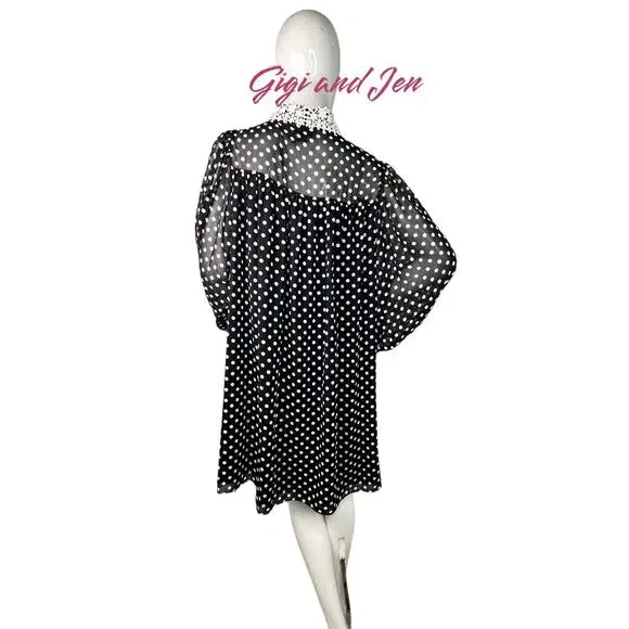 Kate spade Domino Dot Swing Dress Size Medium Black - Picture 6 of 9